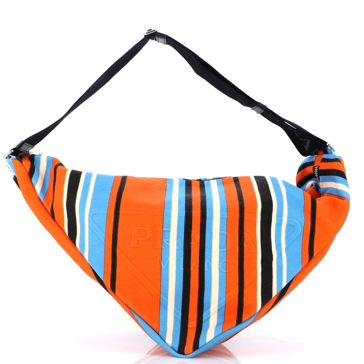 Prada PRADA Triangle Logo Zip Crossbody Bag Printed Canvas Large