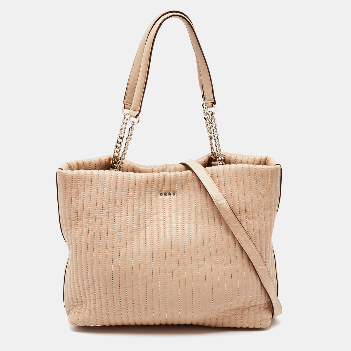DKNY DKNY Beige Quilted Leather Chain Tote