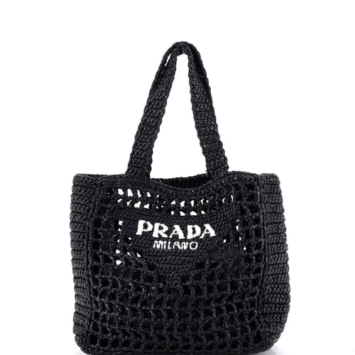 PRADA Logo Tote Raffia Small