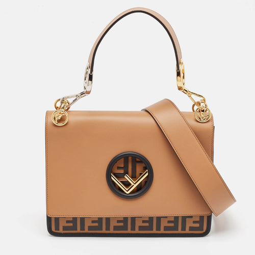 Brown/Black Zucca Embossed Leather Kan I F Top Handle Bag