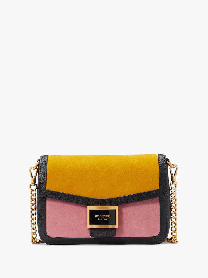 Kate Spade Au Katy Colorblocked Suede Flap Chain Crossbody