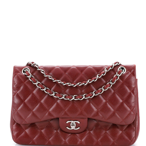 CHANEL Classic Double Flap Bag Quilted Caviar Jumbo