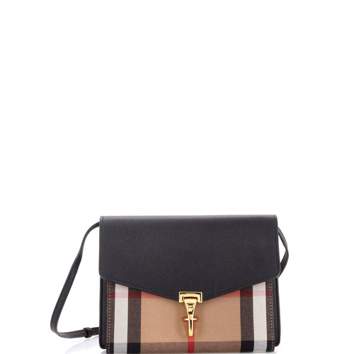 Macken Crossbody Bag Leather and House Check Canvas Small