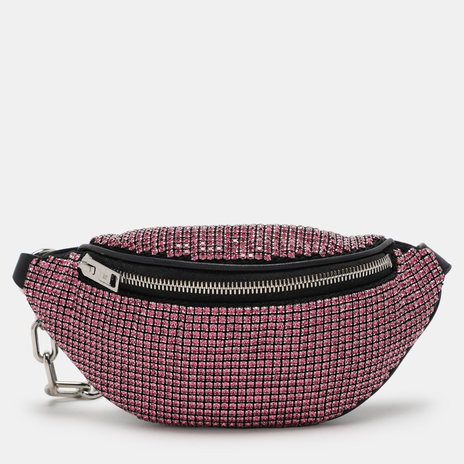 Alexander Wang Gürteltasche „Attica“ aus rosa/schwarzem Leder und Strasssteinen