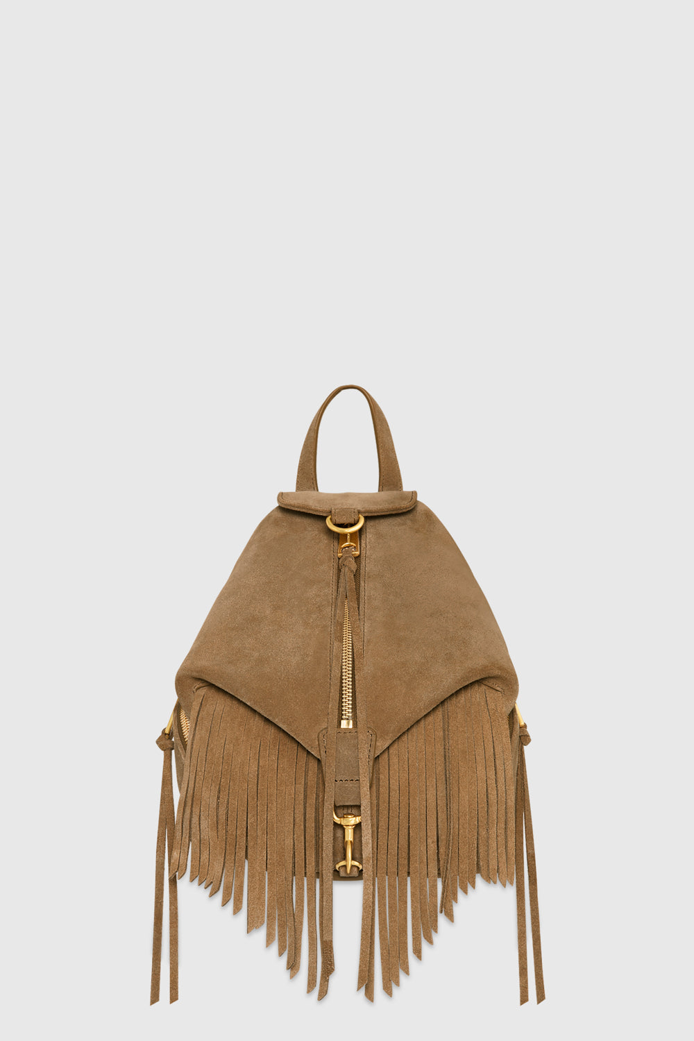 Rebecca Minkoff Convertible Mini Julian Backpack With Fringe Bag In Praline