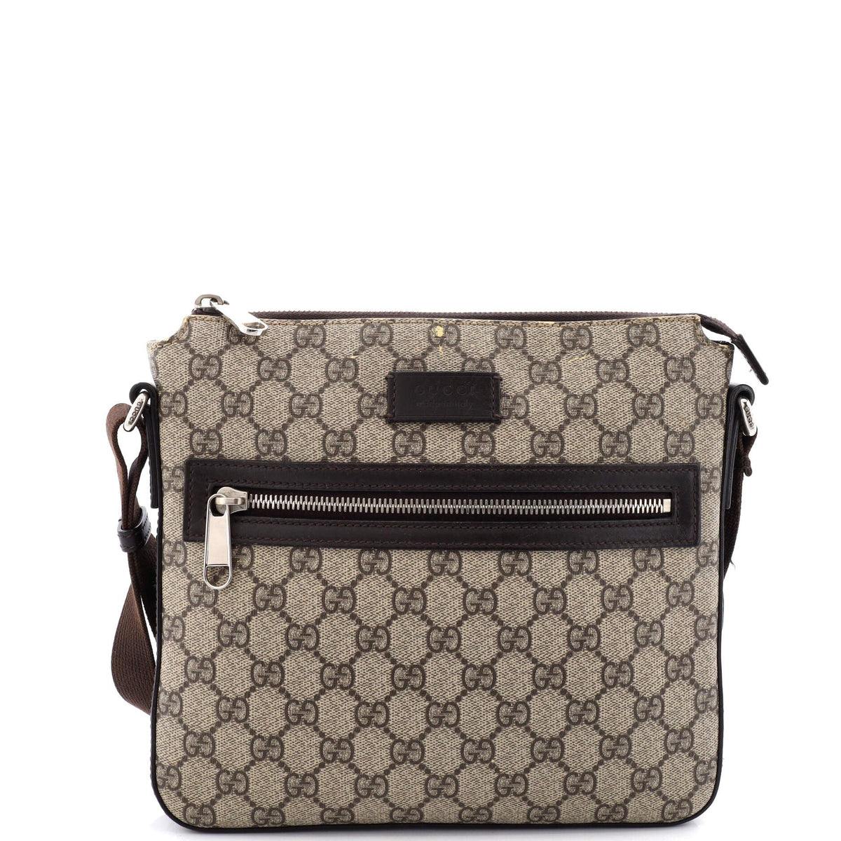 Gucci GUCCI Front Zip Messenger GG Coated Canvas Medium