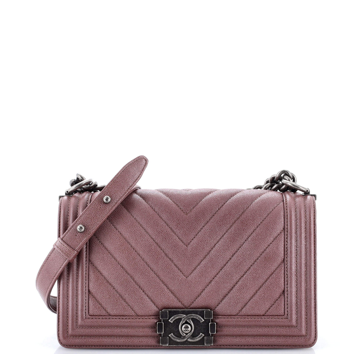 Chanel CHANEL Boy Flap Bag Chevron Caviar Old Medium