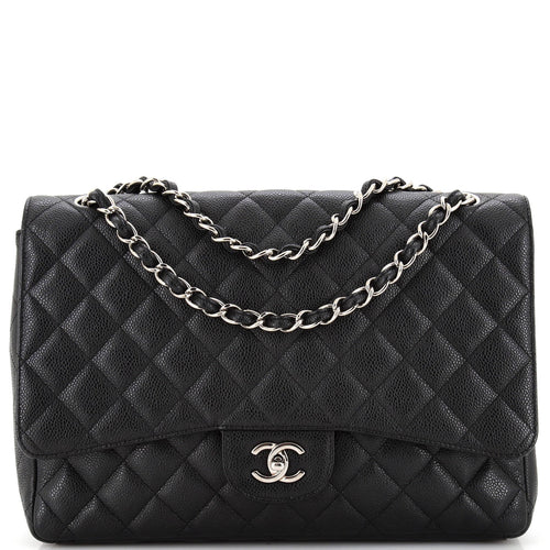 CHANEL Vintage Classic Single Flap Bag Quilted Caviar Maxi