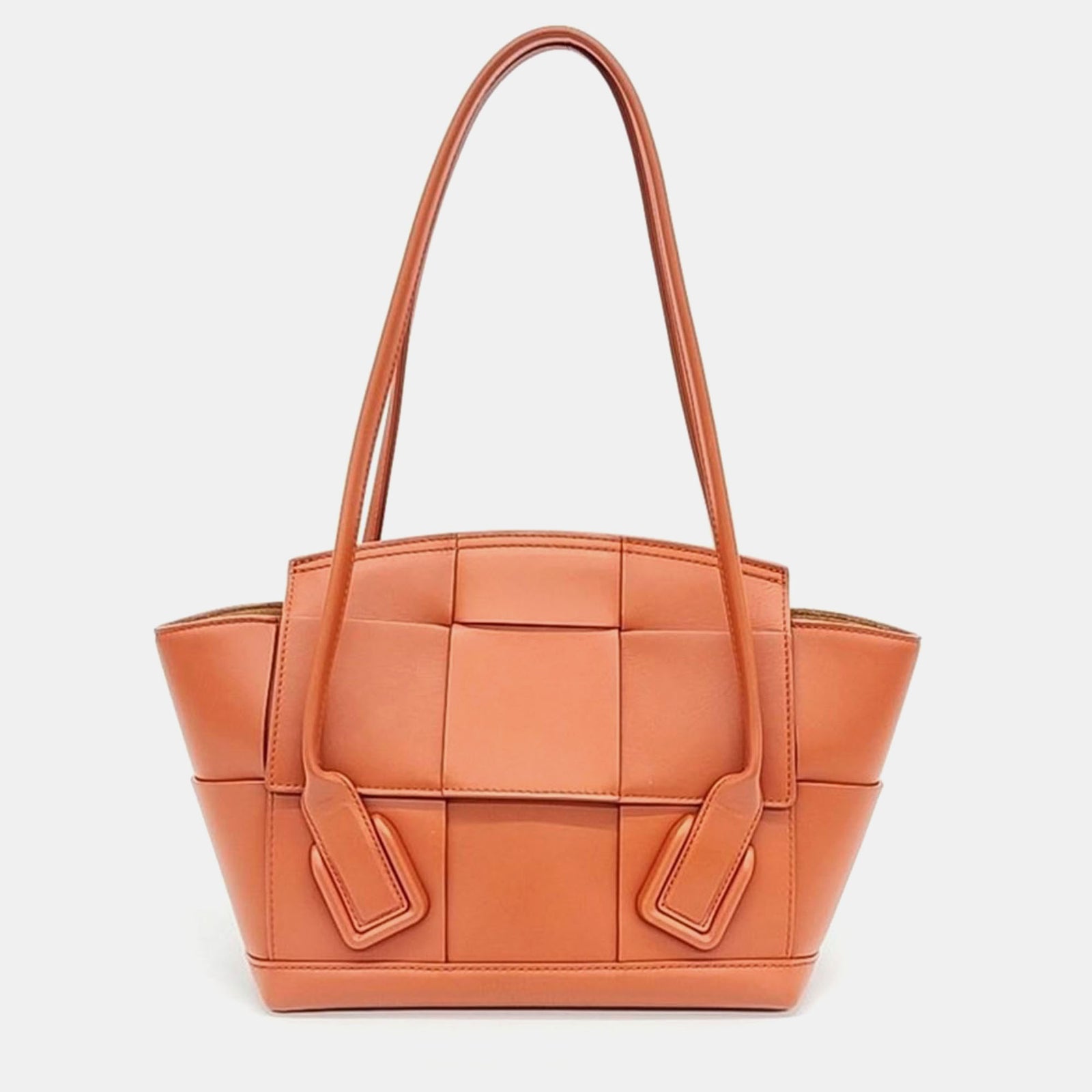 Bottega Veneta Orange Intrecciato Leather Small Arco Tote Bag