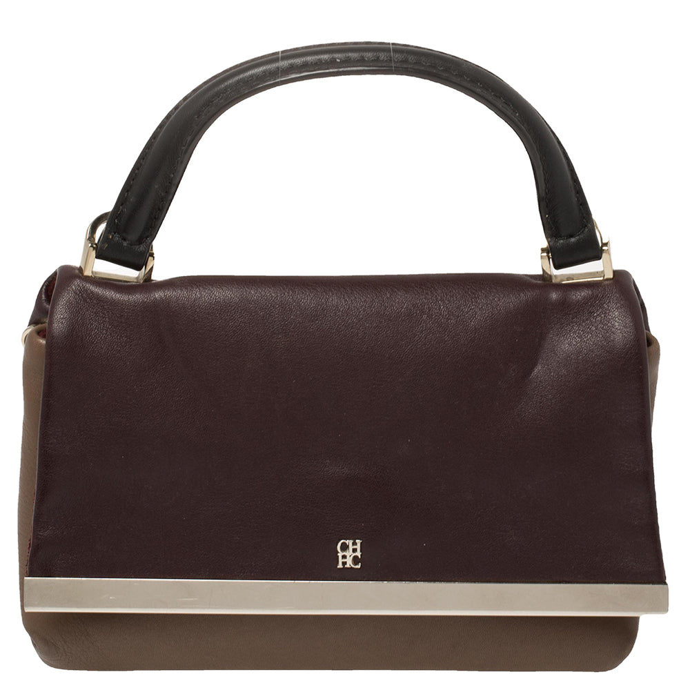 Carolina Herrera Zweifarbige Ledertasche mit Henkel