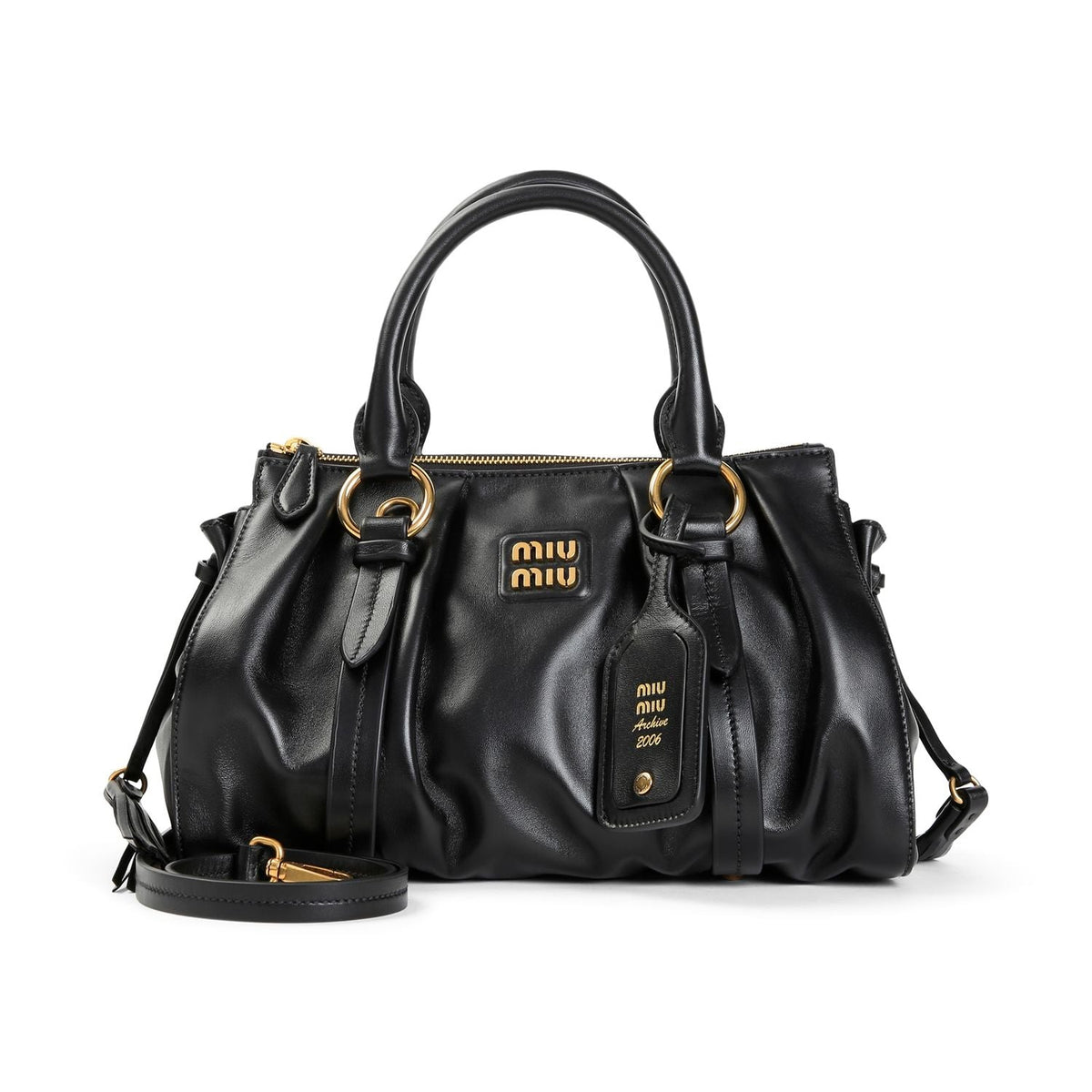 Miu Miu Women's Joie Leather Bag in Black | Size UNICA | 5BB166VOOO2CSW