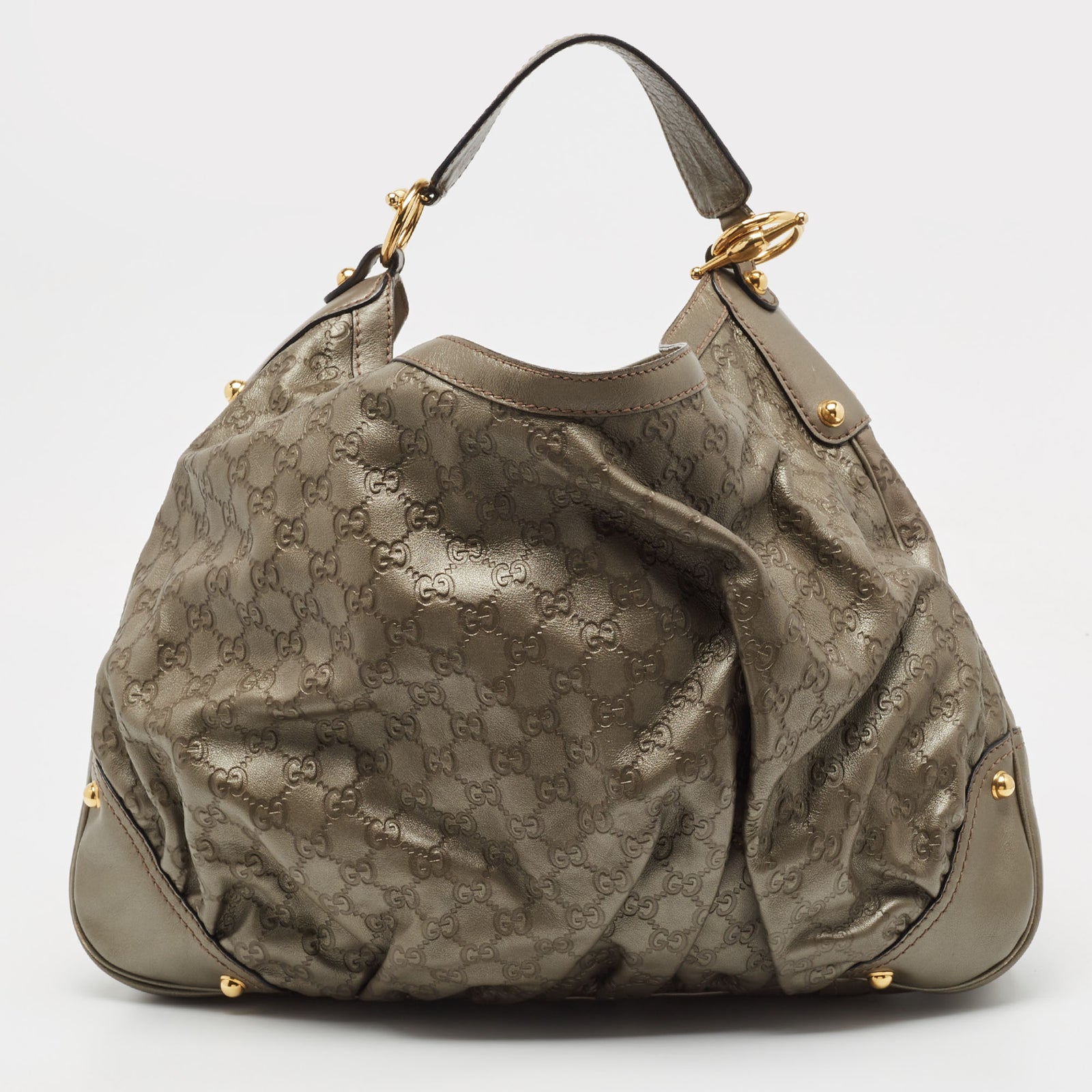 Gucci Grey Guccissima Leather Jockey Hobo