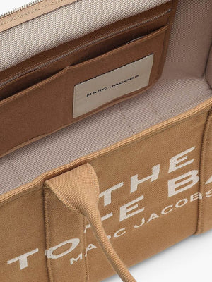 Marc Jacobs Tote Bag Woven Jacquard Logo - Beige