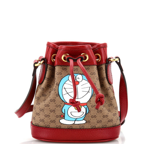 GUCCI Doraemon Bucket Bag Printed Mini GG Coated Canvas Mini