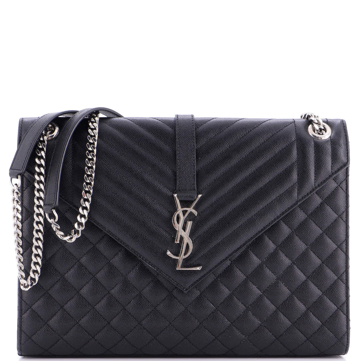 Saint Laurent Classic Monogram Envelope Satchel Mixed Matelasse Leather Large