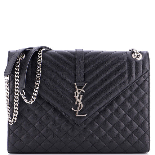 Classic Monogram Envelope Satchel Mixed Matelasse Leather Large