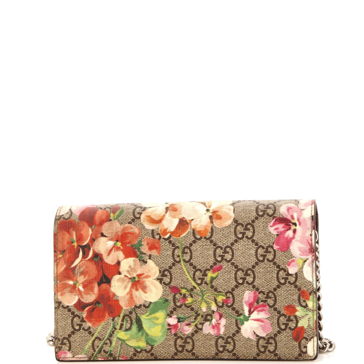 Gucci GUCCI Chain Wallet Blooms Print GG Coated Canvas