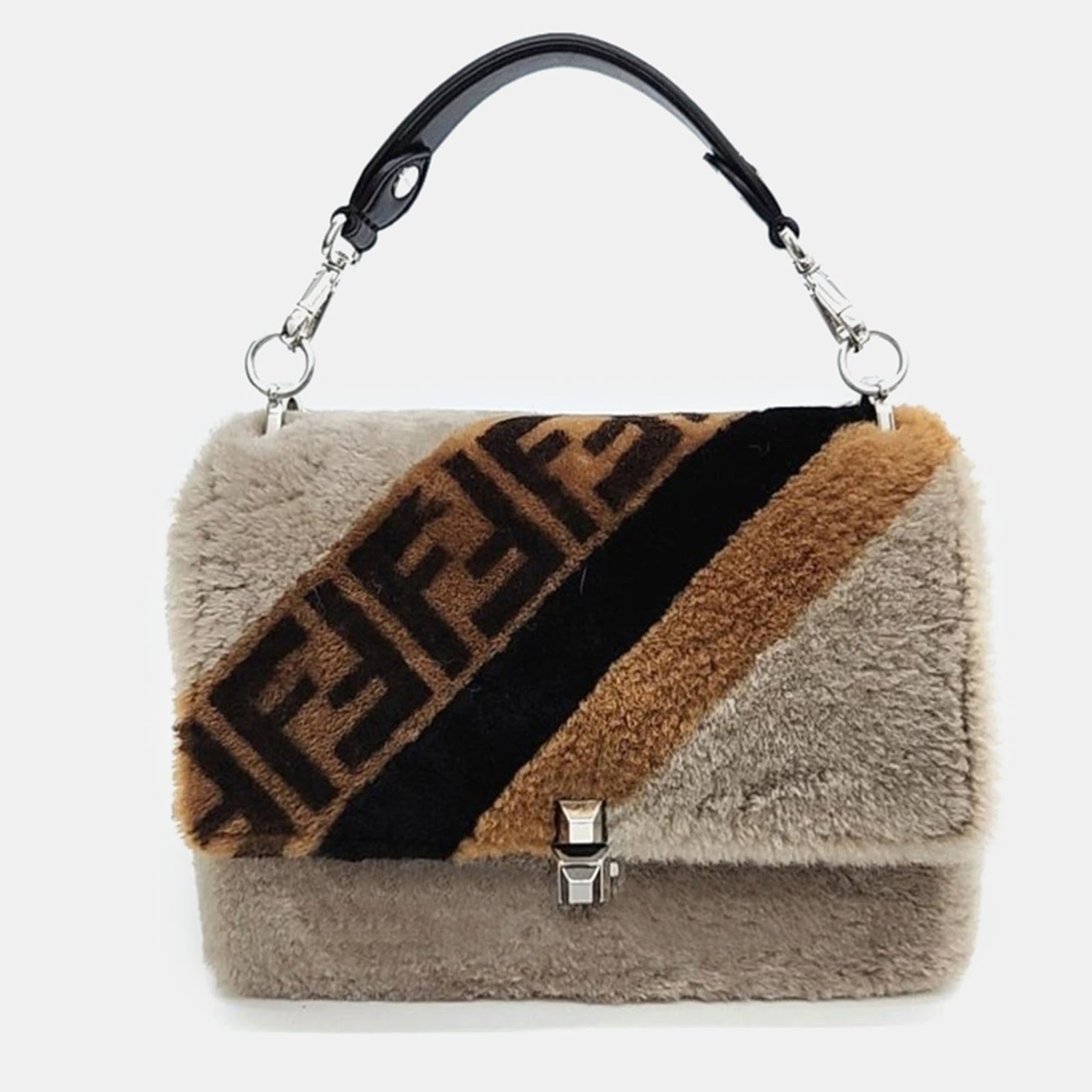 Fendi Multicolor Shearling Kan Crossbody Bag