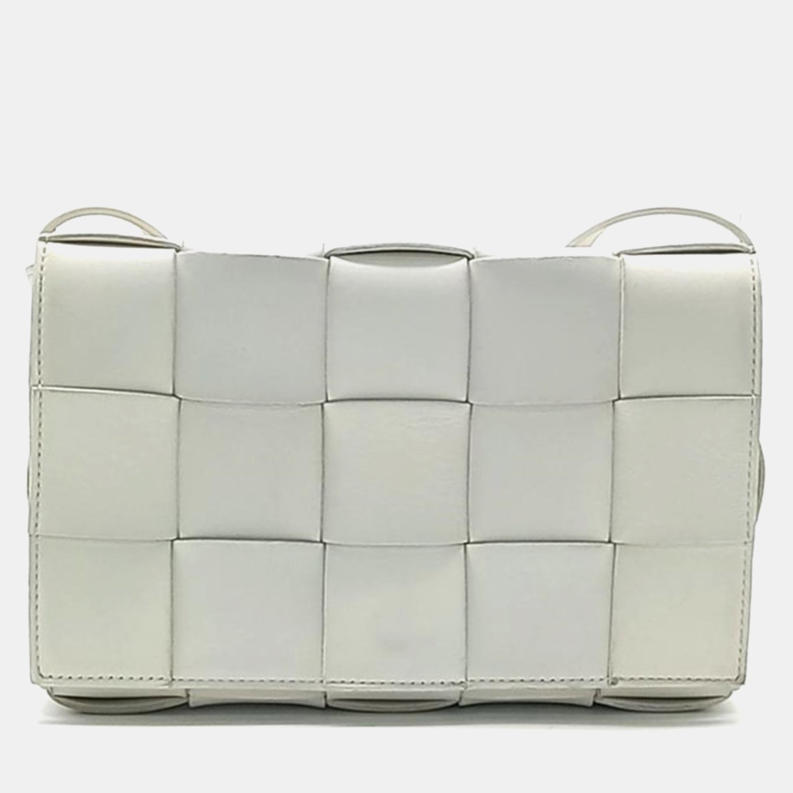 Bottega Veneta White Leather Cassette Shoulder Bag