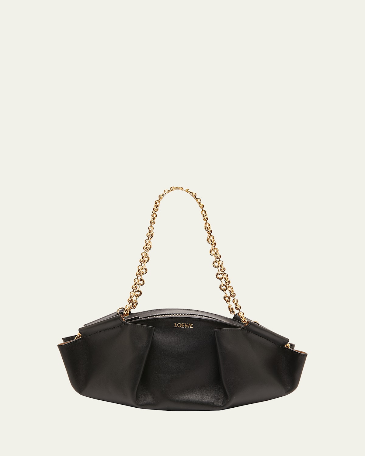 Loewe Paseo Small Shoulder Bag in Shiny Napa Leather with Chain