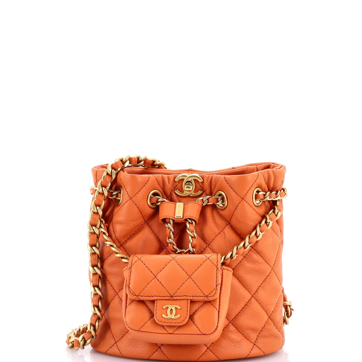Chanel CHANEL CC Pocket Chain Bucket Backpack Quilted Lambskin Small
