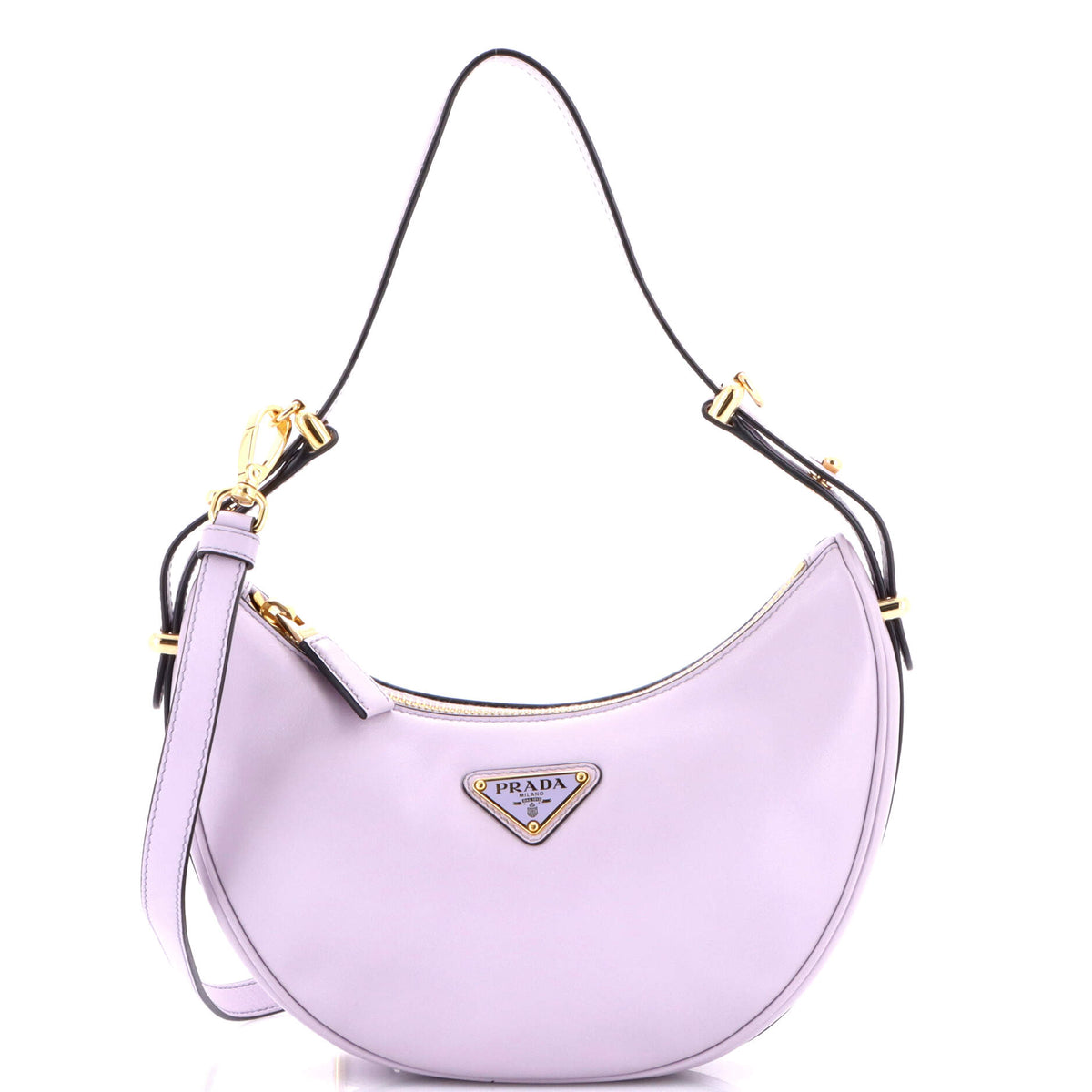 Prada PRADA Arque Half Moon Hobo Leather Small
