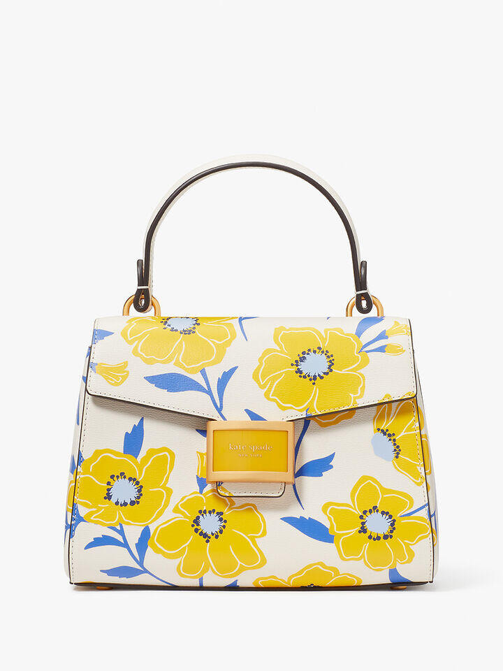 Kate Spade Au Katy Sunshine Floral Textured Leather Small Top-Handle Bag