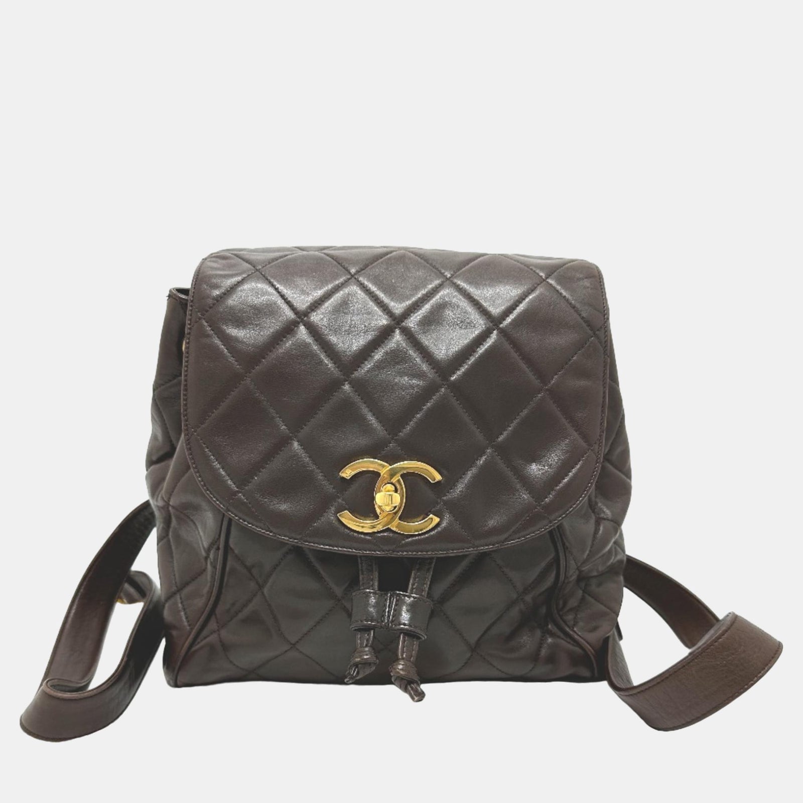 Chanel Braune Vintage CC Rucksacktasche aus Leder