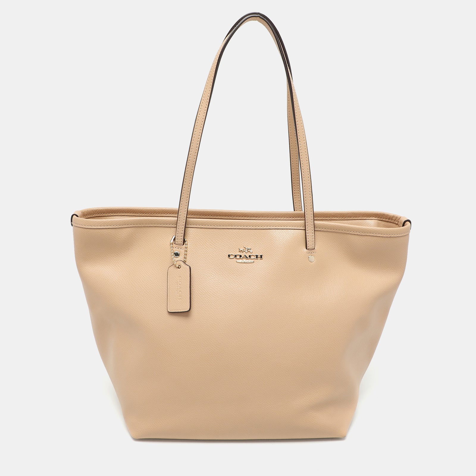 Coach Beige Leather Street Top Zip Tote