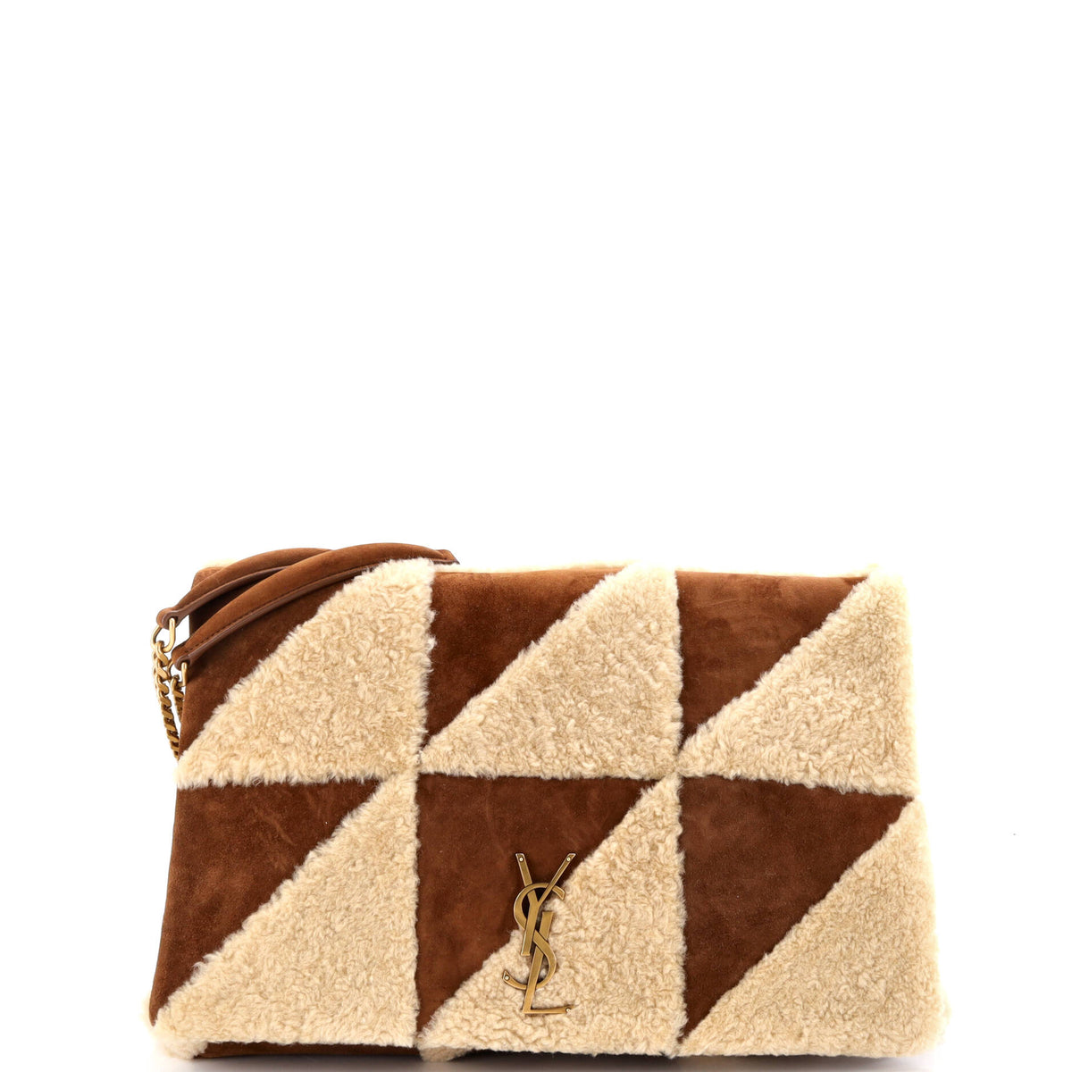 Saint Laurent Jamie Flap Bag Quilted Suede and Shearling Large