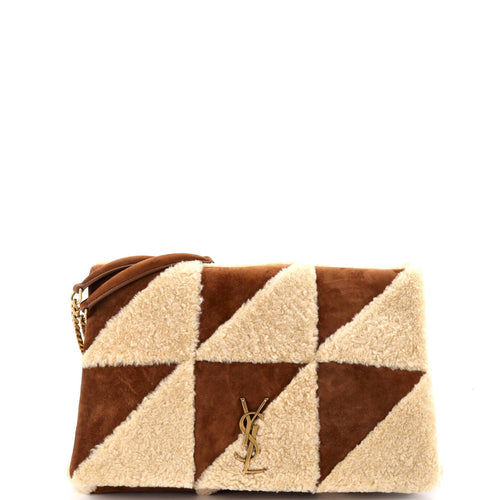 Jamie Flap Bag Quilted Suede and Shearling Large