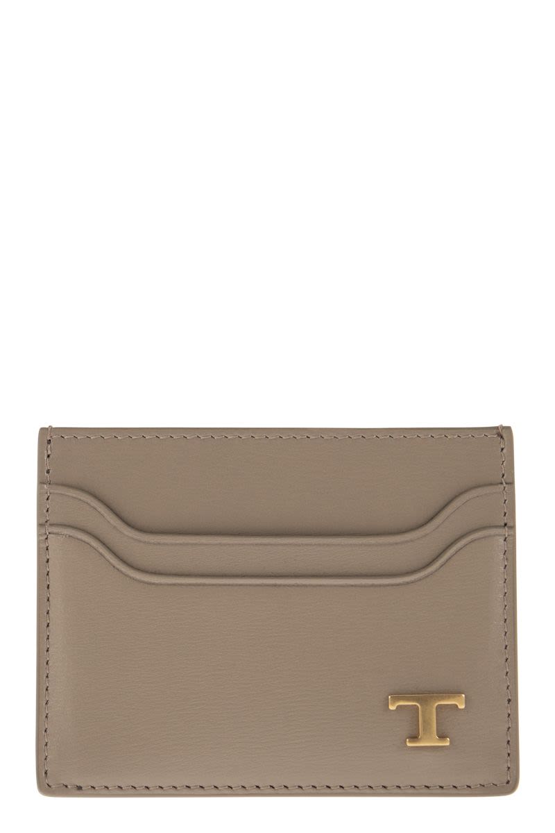 Tod's Men's Leather Card Holder With Logo in Beige | XAMTSYF0200RLO