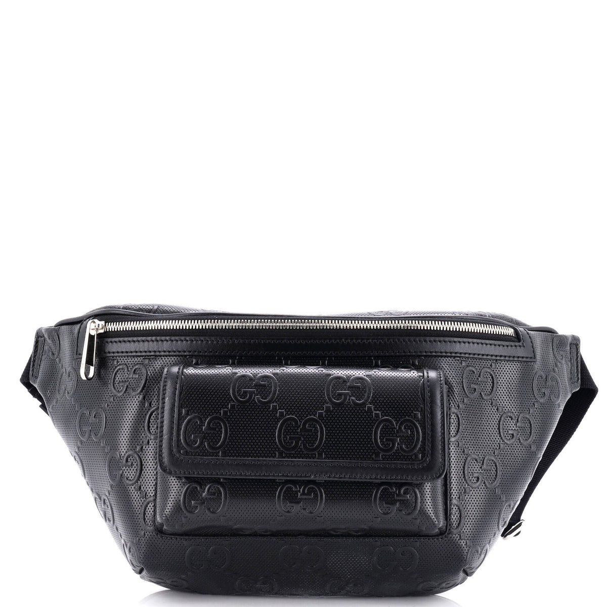 Gucci GUCCI Front Pocket Belt Bag GG Embossed Perforated Leather