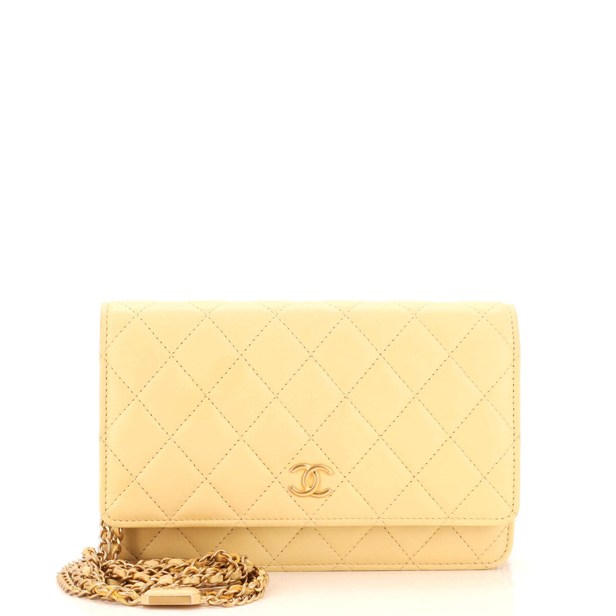 Chanel CHANEL CC Plate Wallet on Chain Quilted Lambskin