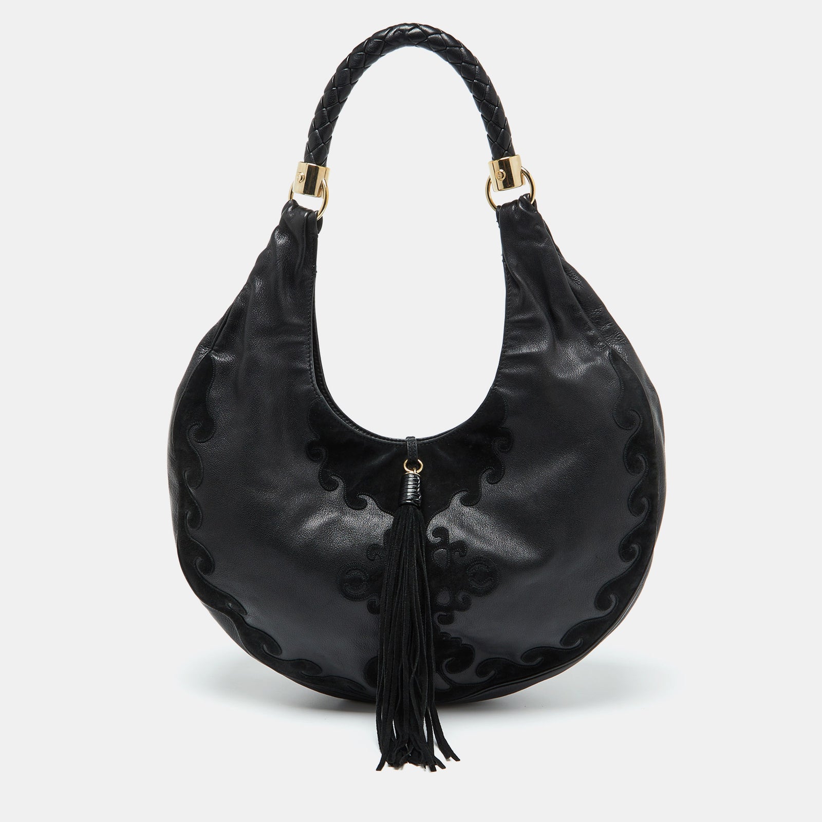 Yves Saint Laurent Black Leather and Suede Hobo