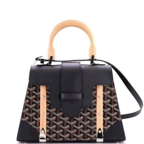 GOYARD Saigon Top Handle Bag Coated Canvas with Leather PM