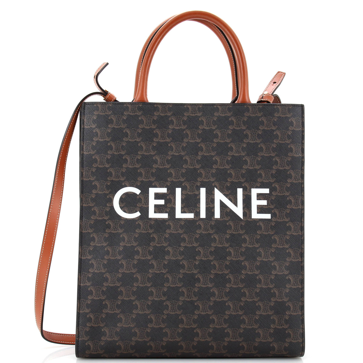 Celine CELINE Vertical Cabas Tote Triomphe Coated Canvas Small