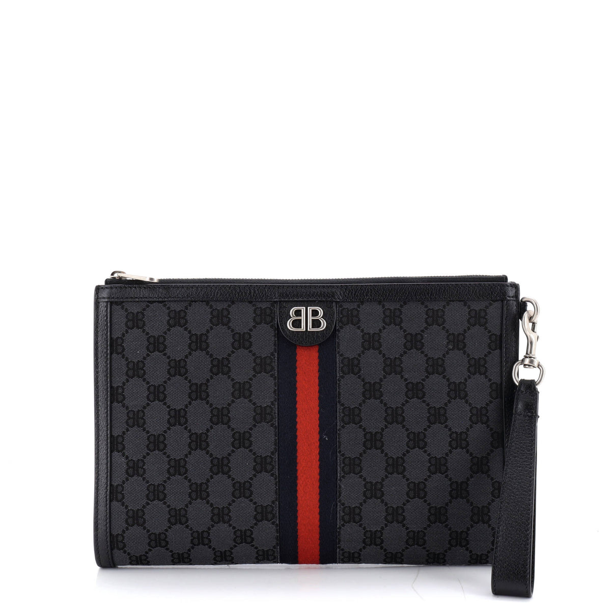 Balenciaga x Gucci The Hacker Project Web Wristlet Clutch BB Canvas