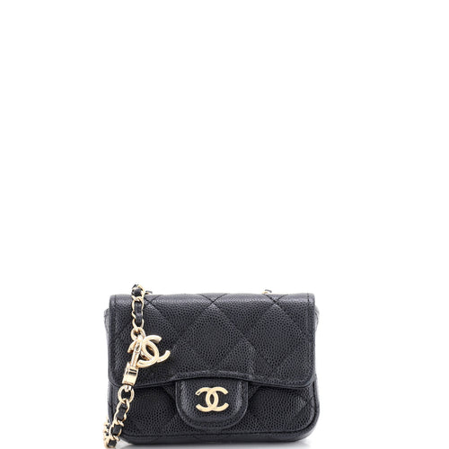 CHANEL Classic Flap Chain Belt Bag Quilted Caviar Mini