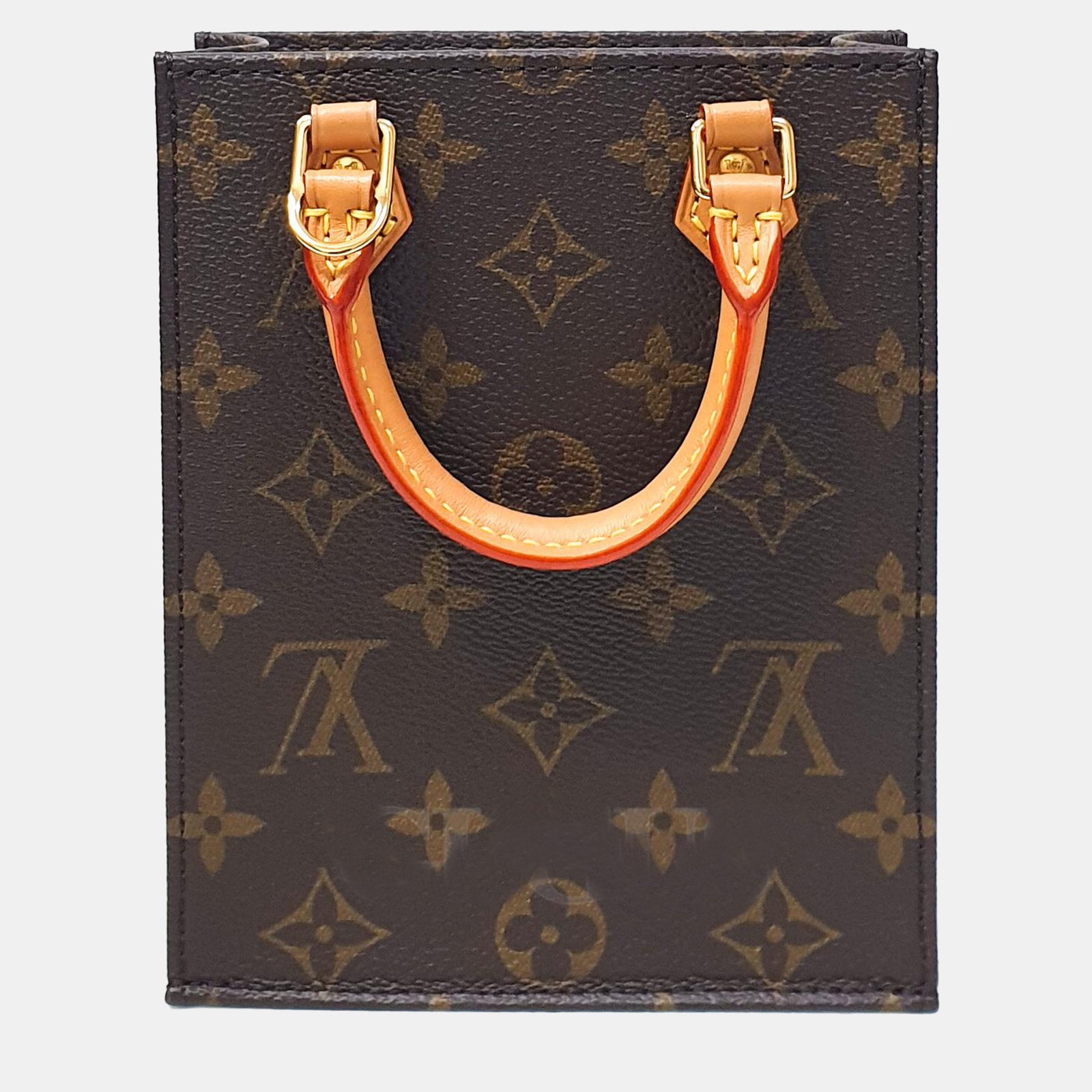 Louis Vuitton Braune Petit Sac Plat-Tragetasche aus Canvas mit Monogramm