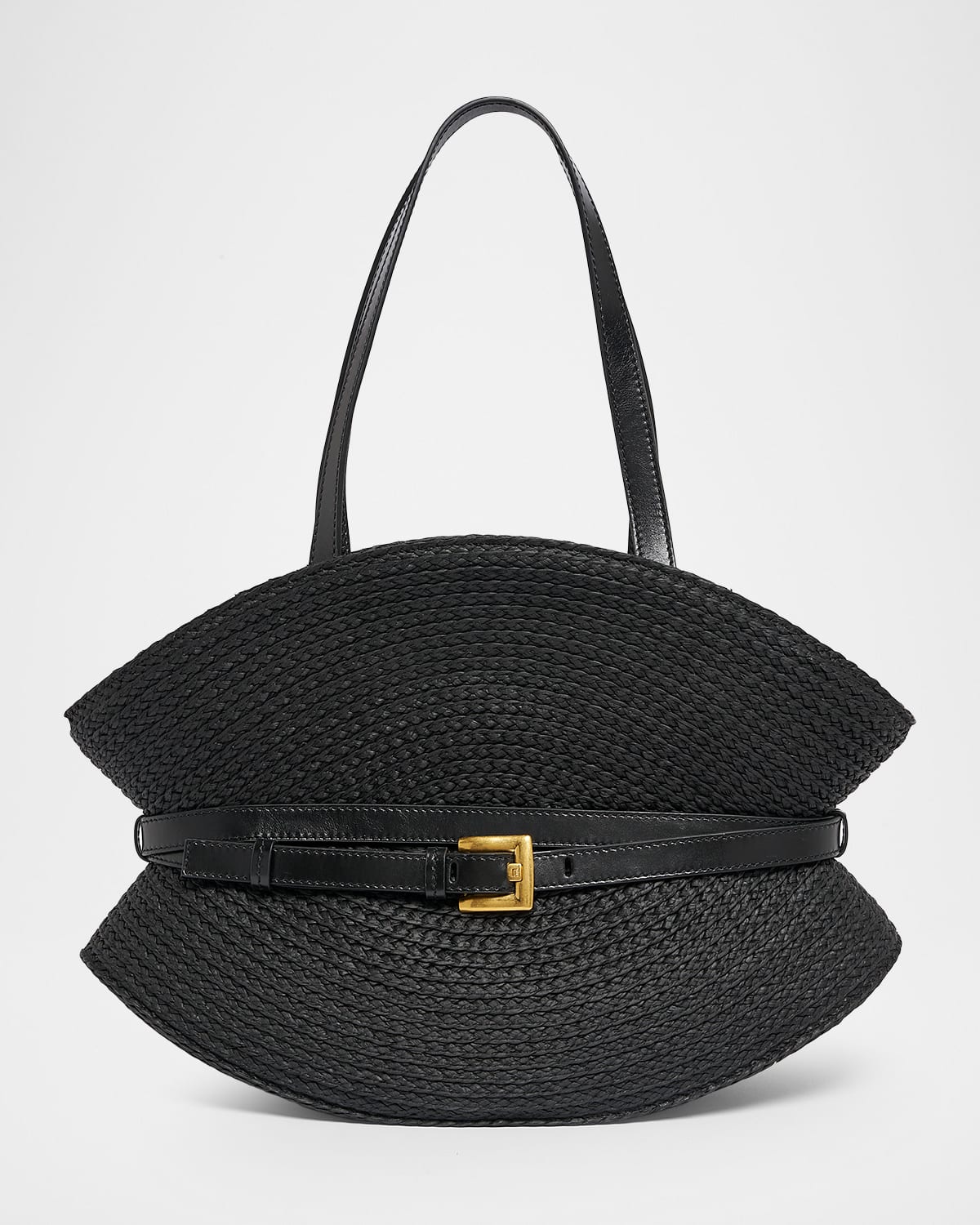 Balmain Shuffle Medium Belted Faux Raffia Tote Bag