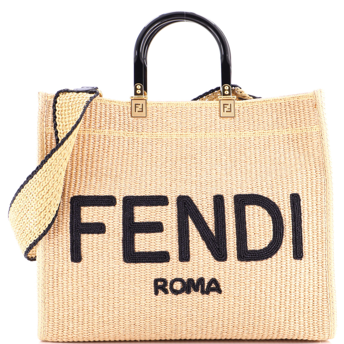 Fendi FENDI Sunshine Shopper Tote Woven Raffia Medium