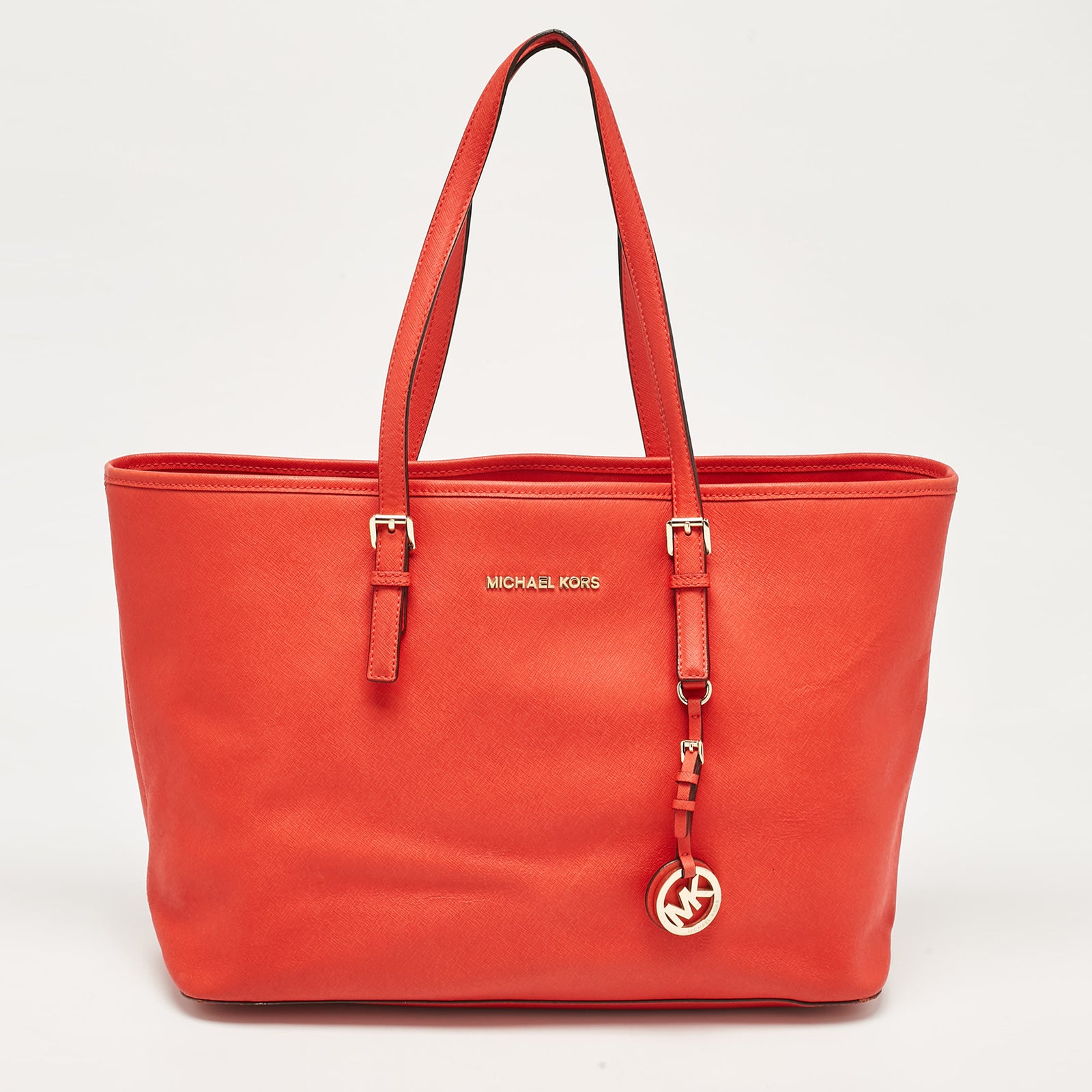 Michael Kors Red Leather Large Jet Set Travel Tote