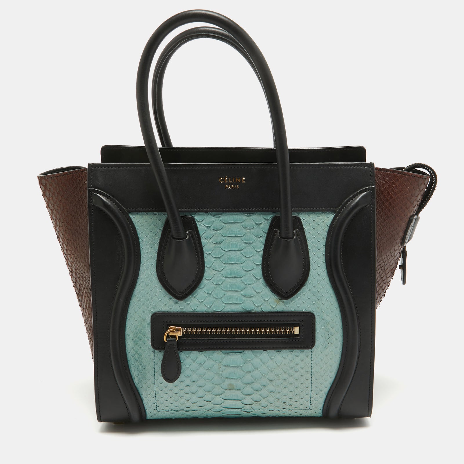 Celine Multicolor Leather and Python Micro Luggage Tote