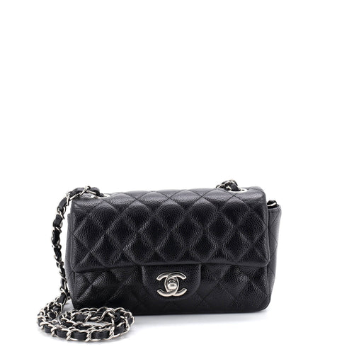 CHANEL Classic Single Flap Bag Quilted Caviar Mini