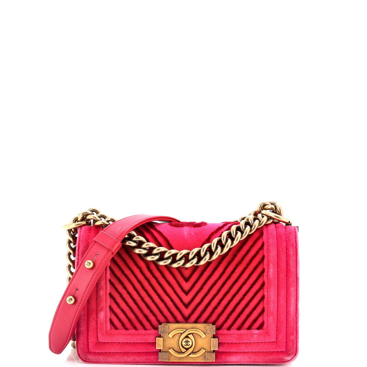 Chanel CHANEL Boy Flap Bag Chevron Velvet Small