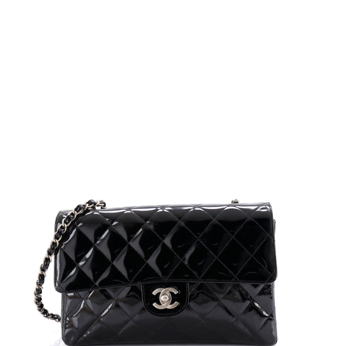 Chanel CHANEL Vintage Classic Single Flap Bag Quilted Patent Medium