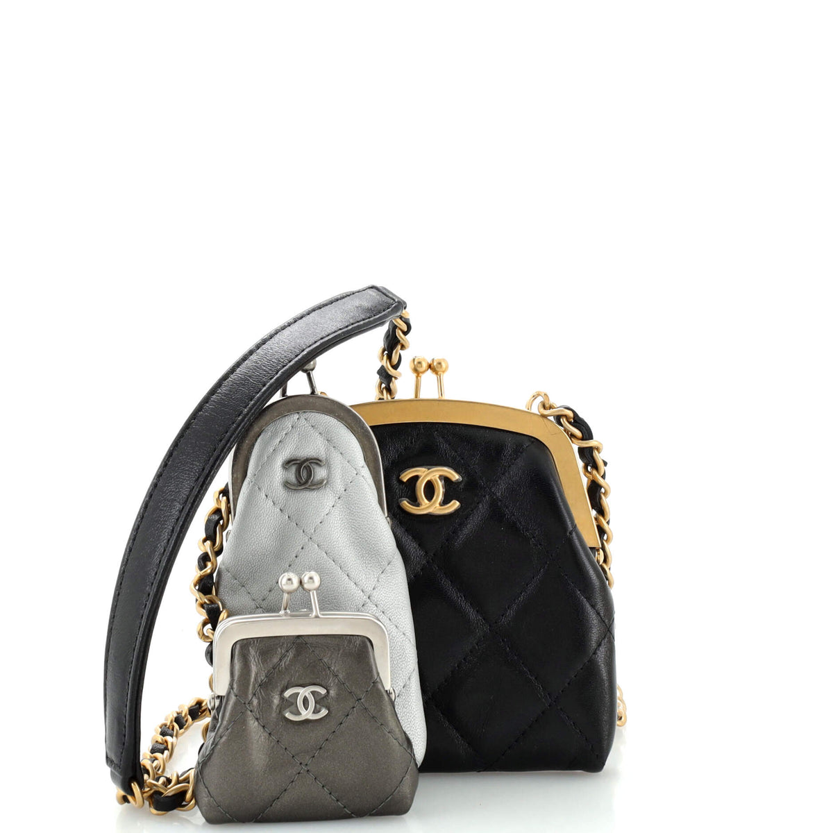 Chanel CHANEL Multi Clutch with Chain Quilted Leather