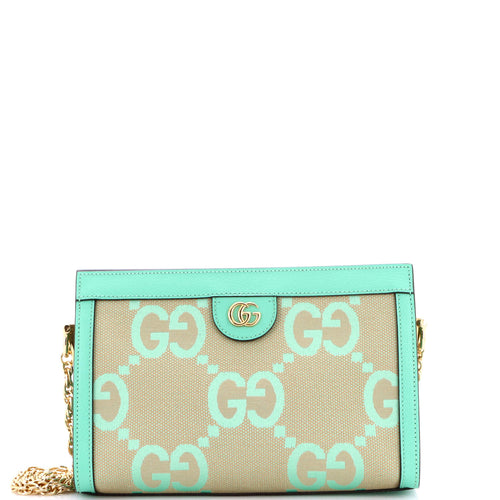 GUCCI Ophidia Chain Shoulder Bag Jumbo GG Canvas with Leather Small