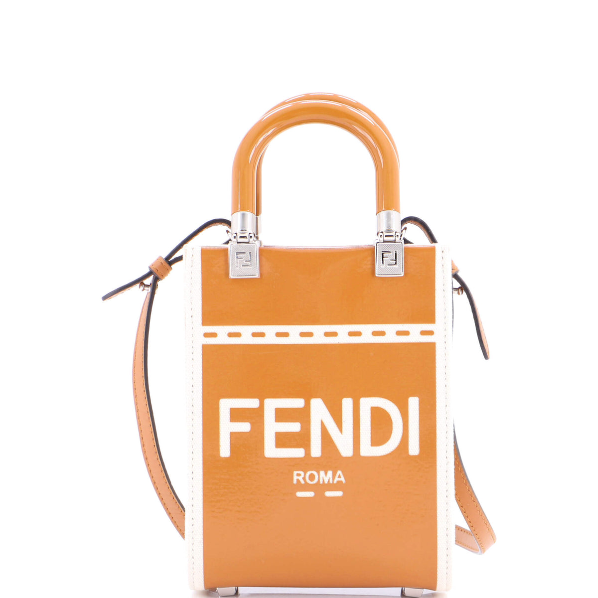 Fendi FENDI Sunshine Shopper Tote Patent and Canvas Mini